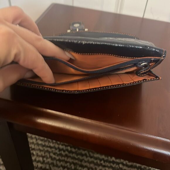 L Erickson Signed Navy Dark Blue Patent Leather Trifold Wallet - Picture 5 of 8